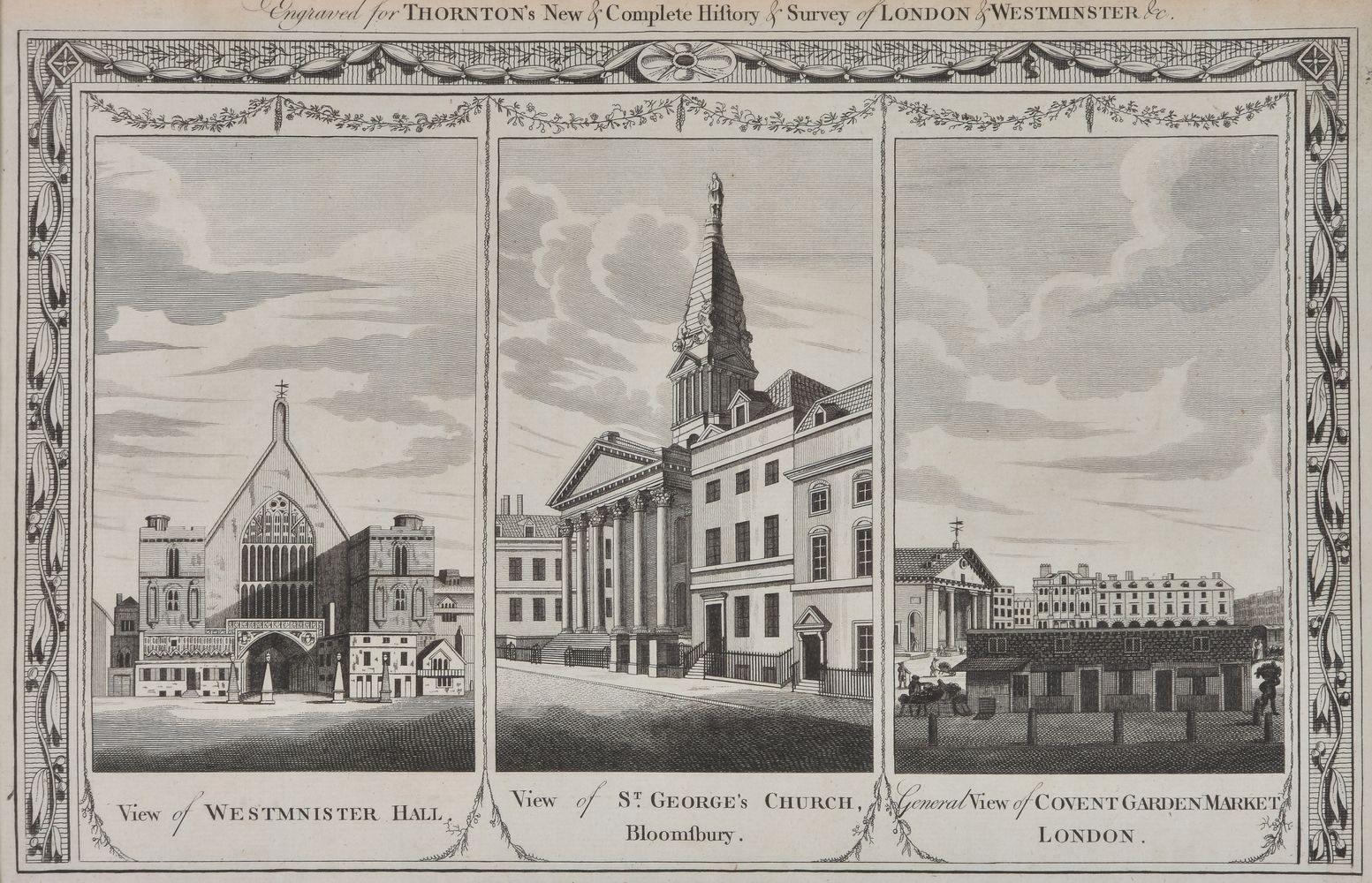 A set of six architectural engravings for Thornton's New and Complete History and Survey of London a - Image 6 of 12