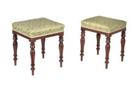 A companion pair of William IV mahogany stools