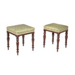 A companion pair of William IV mahogany stools