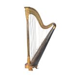 A late George III giltwood and ebonised concert harp