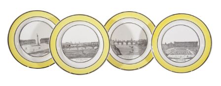 A set of six P & H Choisy pearlware plates