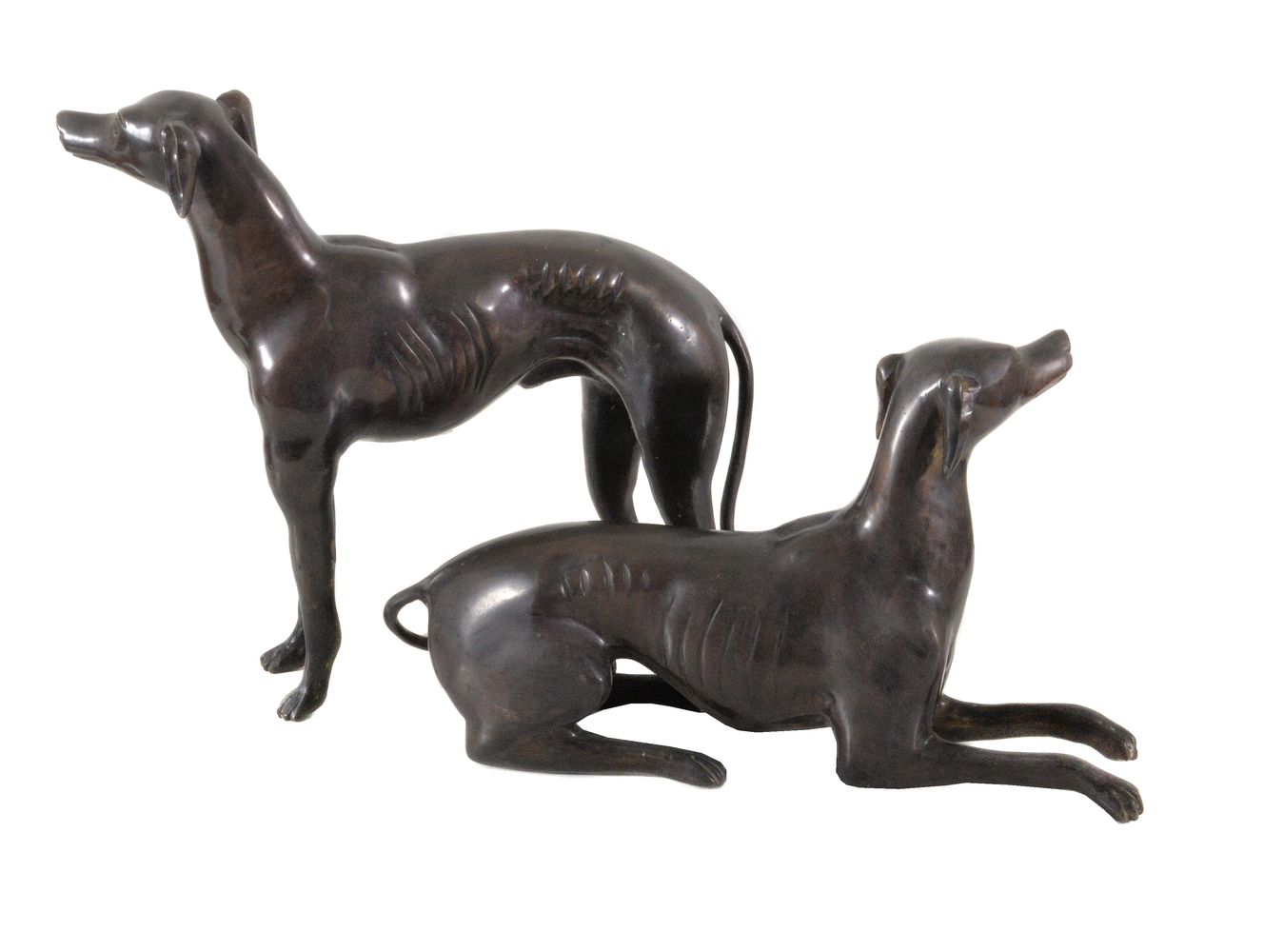 Two patinated metal models of whippets - Image 2 of 2