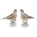 A pair of Meissen models of song thrushes