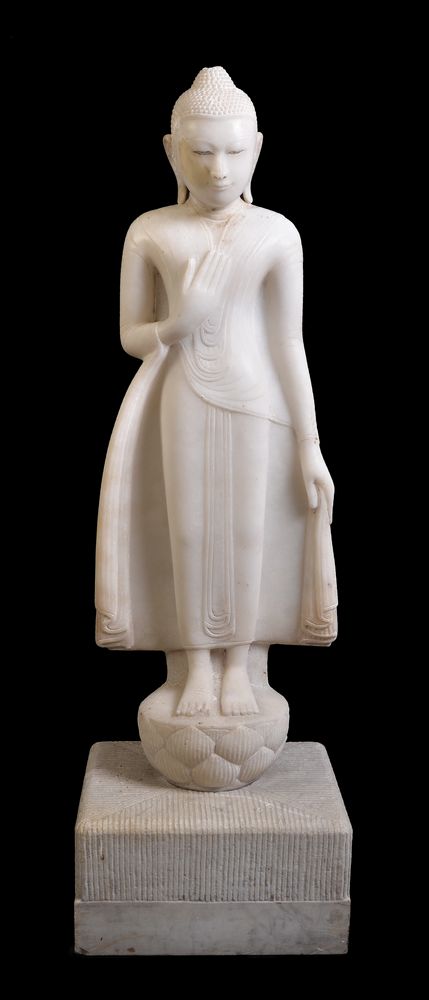 A large Burmese white marble Buddha