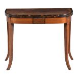 ϒ A Regency rosewood, inlaid, and calamander banded card table