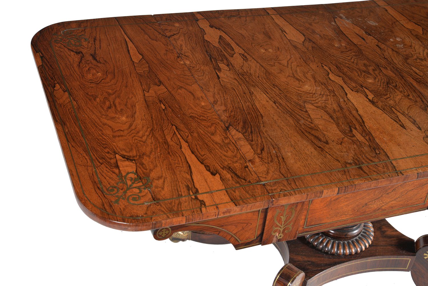 ϒ A George IV rosewood and brass inlaid sofa table - Image 3 of 5
