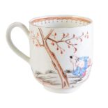 A Worcester polychrome Chinoiserie coffee cup