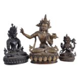 Three bronze or copper alloy figures of Bodhisattvas