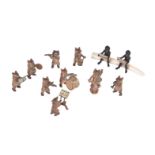 ϒ A Viennese cold painted bronze miniature bear orchestra or band