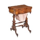 A Victorian burr walnut combined work and games table