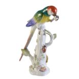 A Meissen model of a parrot