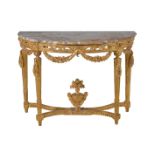 A giltwood and marble topped console table