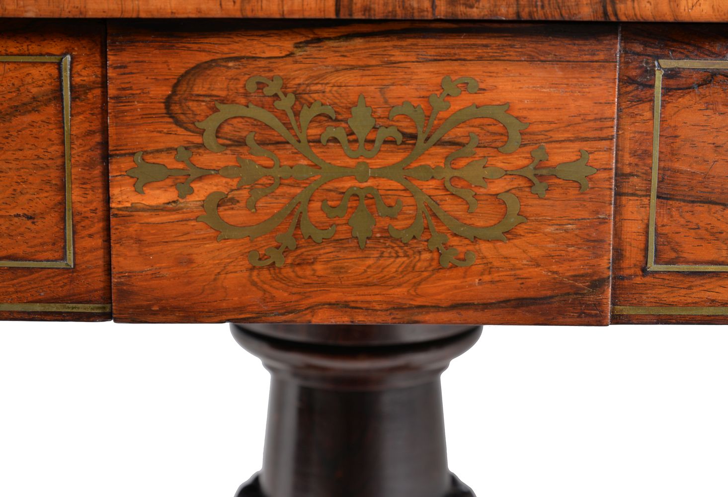 ϒ A George IV rosewood and brass inlaid sofa table - Image 2 of 5