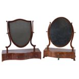 A George III mahogany and inlaid dressing table mirror