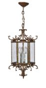 A gilt metal and glazed hall lantern in George III Chinoiserie taste