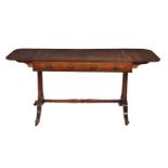 ϒ A Regency mahogany and ebony inlaid sofa table