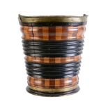 A Dutch fruitwood and ebonised bucket