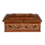 A Killarney yew wood and marquetry workbox