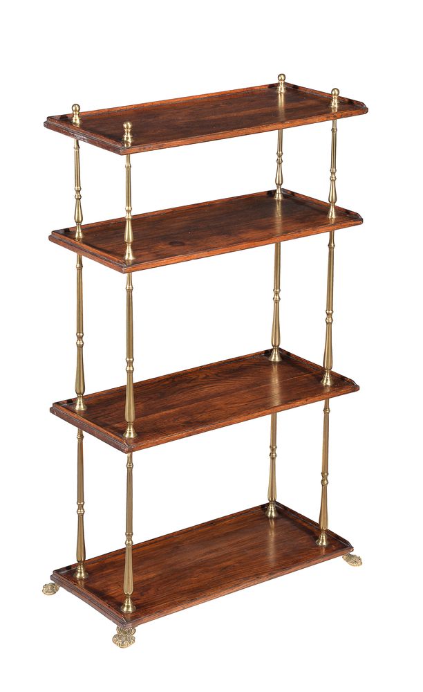 A Regency chestnut and gilt metal four tier etagere