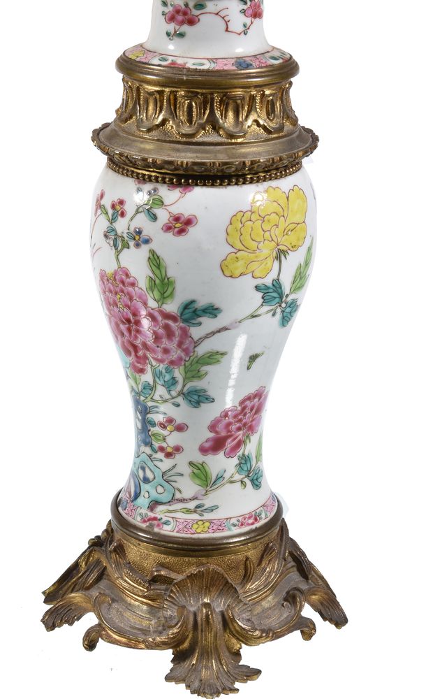 A pair of Chinese 'Famille Rose' gilt-metal mounted vases - Image 8 of 13