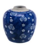 A Chinese blue and white 'prunus' jar