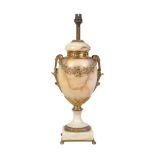 An onyx and gilt metal mounted urn table lamp