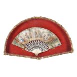 A printed and hand tinted paper and carved bone fan in Louis XVI taste