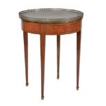 ϒ A mahogany, kingwood and inlaid gueridon table, 19th century