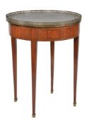 ϒ A mahogany, kingwood and inlaid gueridon table, 19th century