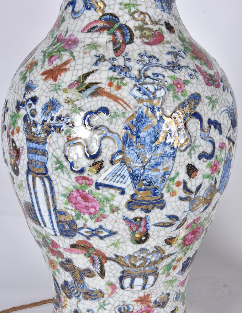 A pair of Canton export porcelain baluster vase - Image 2 of 2