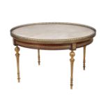 A marble topped coffee or low centre table in Louis XVI style