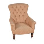 A Victorian simulated rosewood and button upholstered armchair