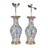 A pair of Canton export porcelain baluster vase