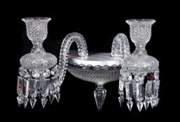 A cut and moulded glass twin light 'Zenith Comete' wall applique by Baccarat