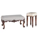 ϒ An early Victorian rosewood and upholstered centre stool