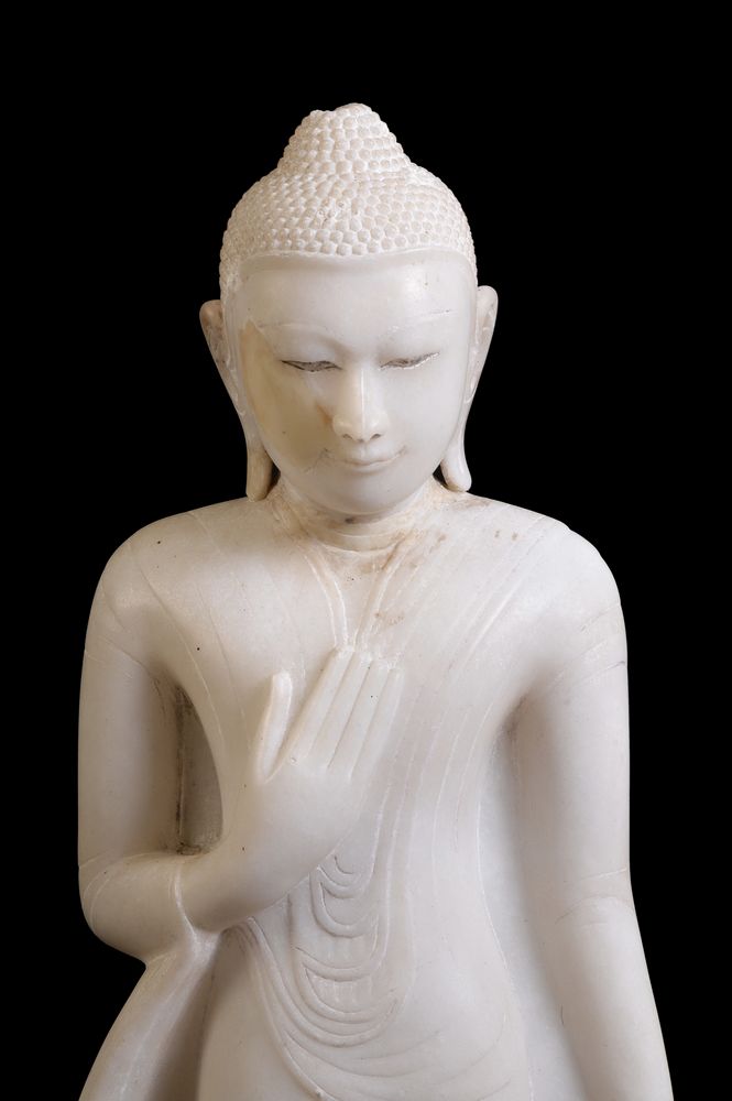 A large Burmese white marble Buddha - Image 2 of 4