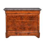 A Louis Philippe walnut and marble topped commode