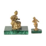Two Russian gilt bronze and malachite mounted figures