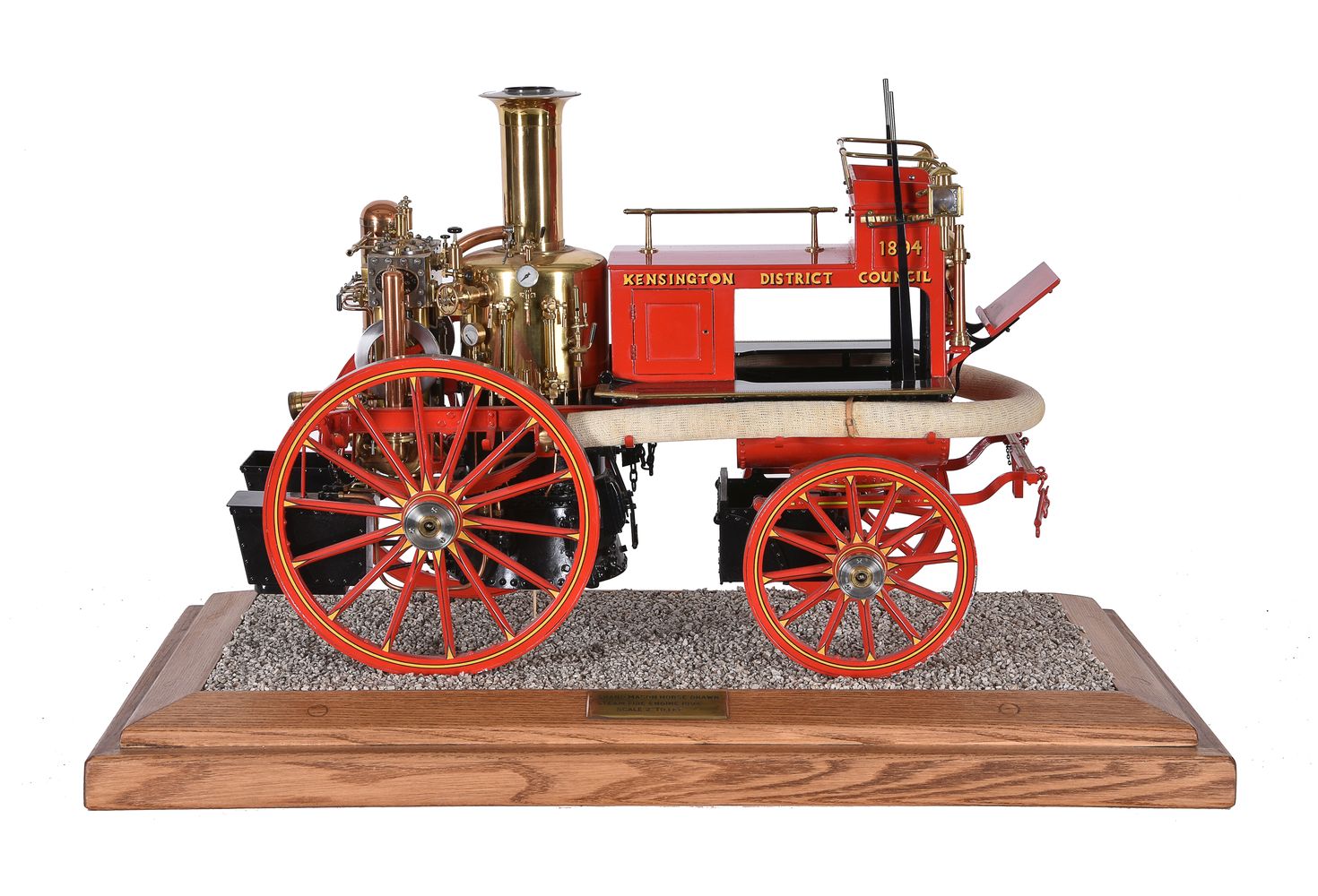 A 2 inch scale model of a Shand Mason horse drawn fire engine