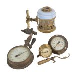 A collection of three full size steam pressure gauges