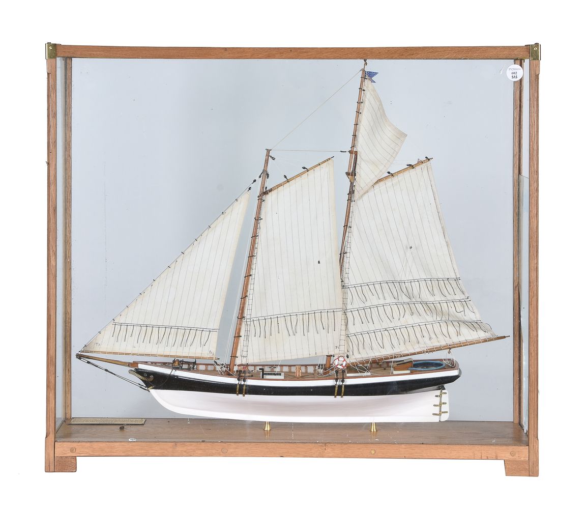 A cased model of the racing yacht ‘America’