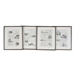 Four framed and illustrated prints of Naval ships