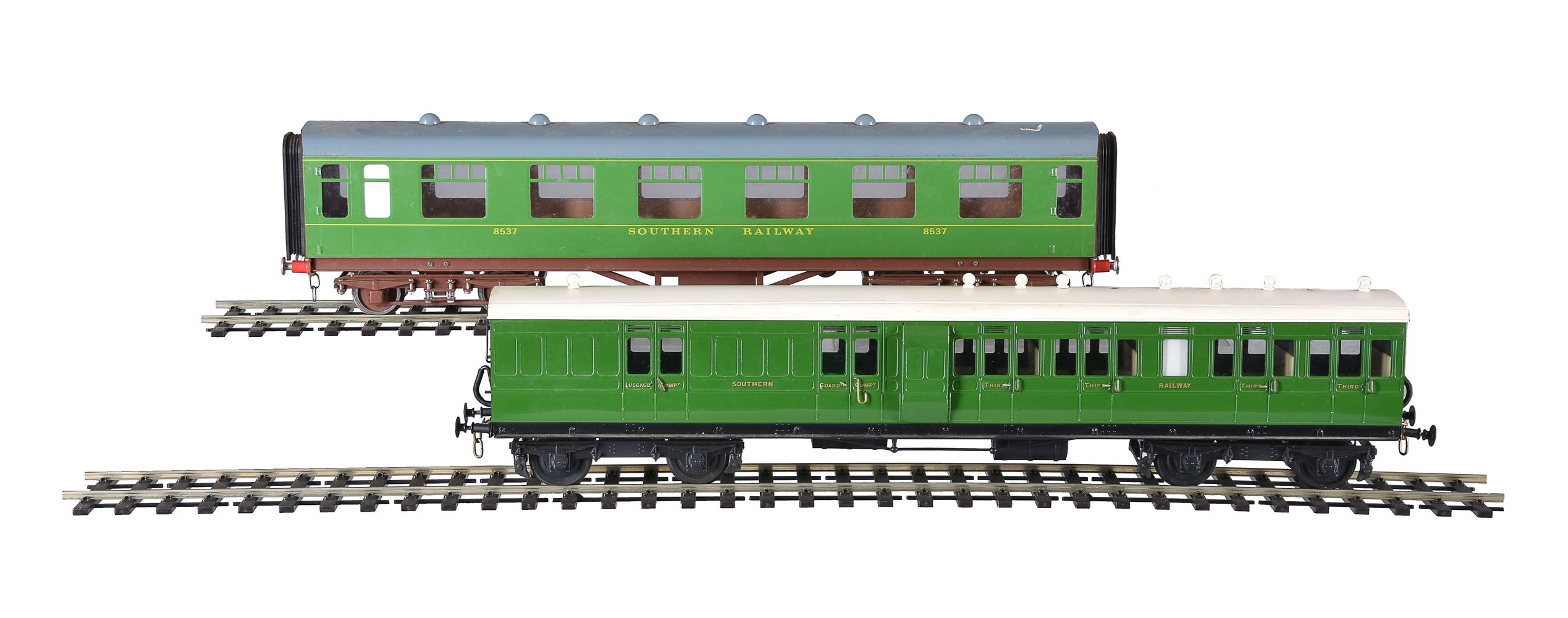 A collection of SR twin bogie suburban and corridor coaches