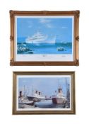 A framed prints of ‘Canberra’ and ‘The Ocean Dock Southampton’ ships