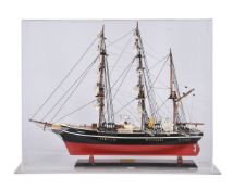 A cased static model of the three masked square rigger ‘Discovery’
