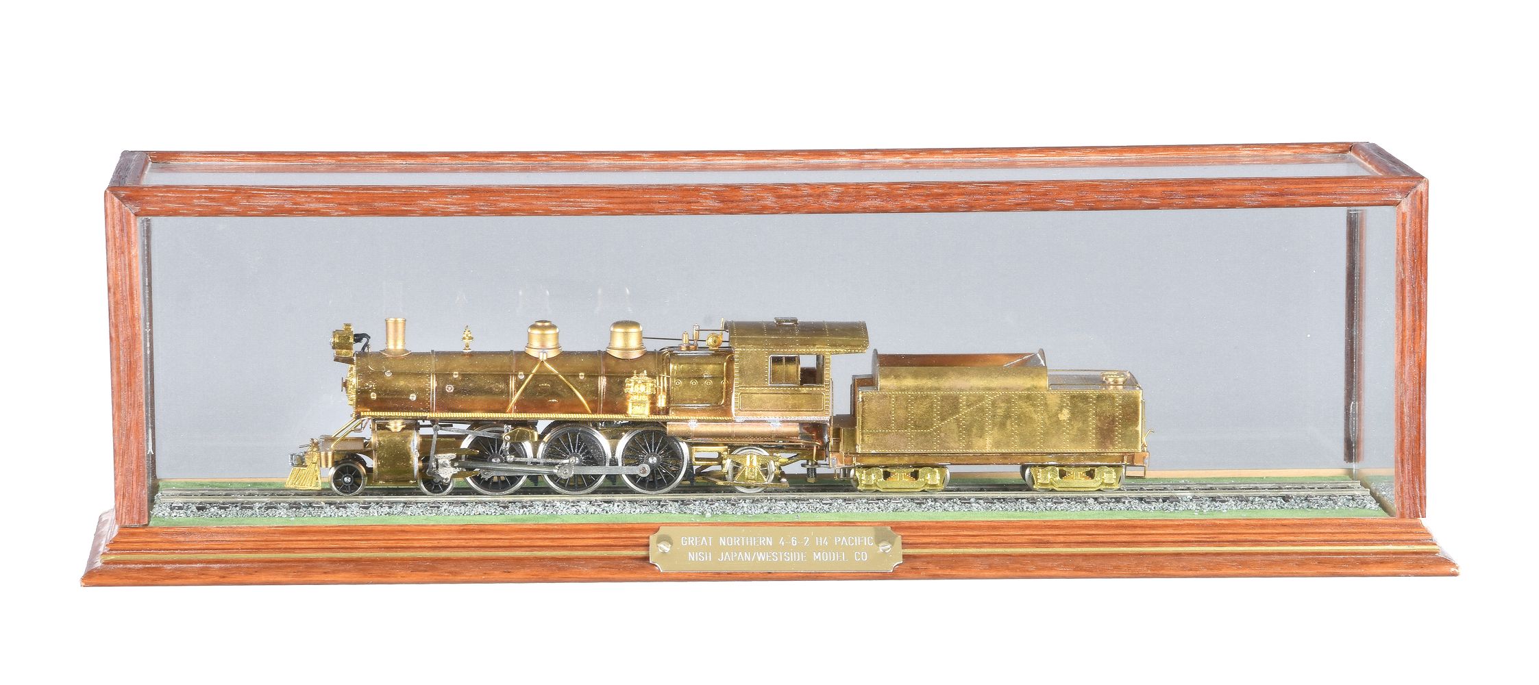A HO gauge brass model of a Great Northern Railroad Class H-4 4-6-2 Pacific tender locomotive - Image 3 of 3
