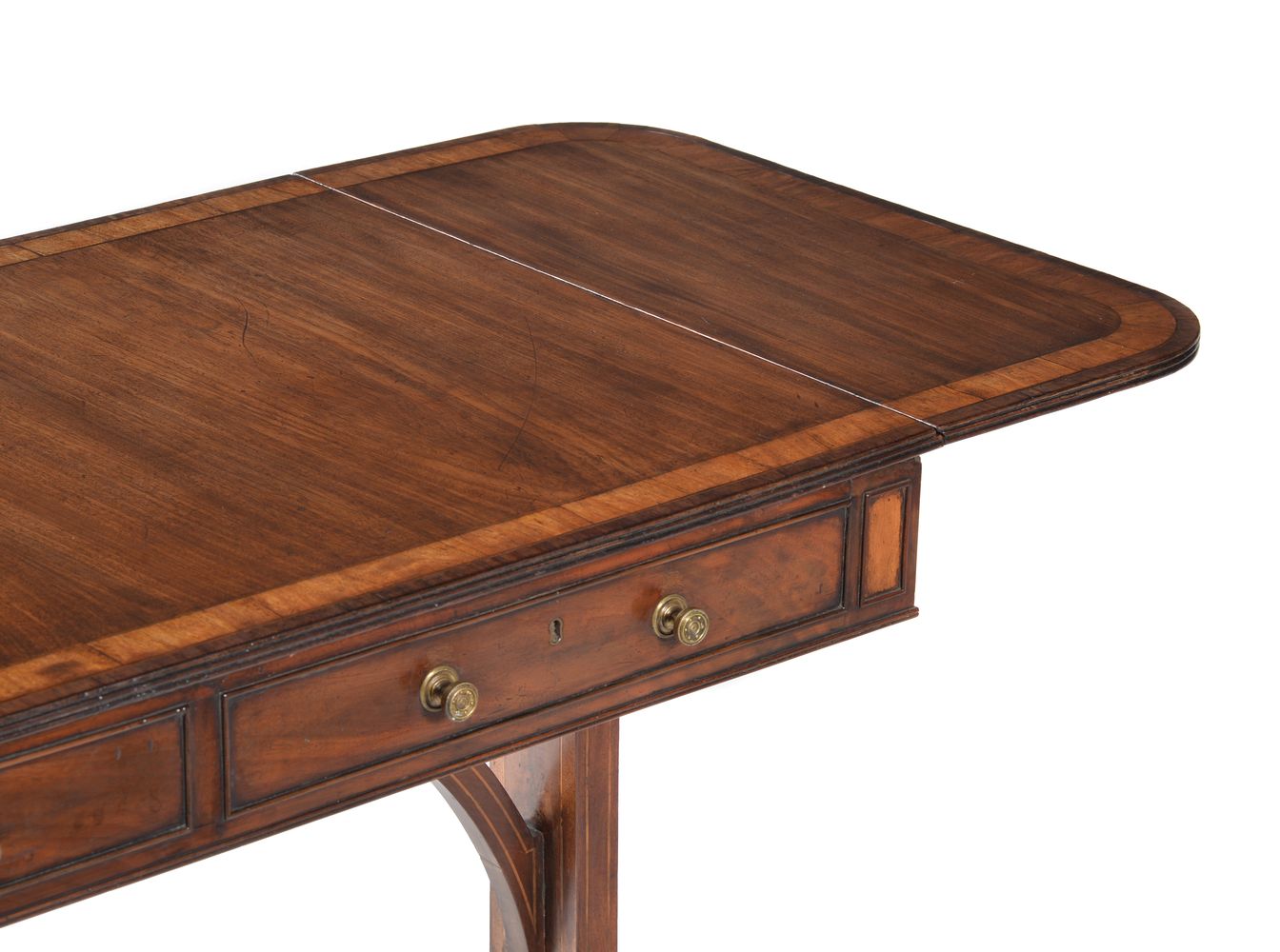 A George III mahogany and satinwood crossbanded sofa table - Image 3 of 3