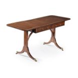 A George III mahogany and satinwood crossbanded sofa table