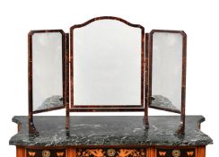 ϒ A tortoiseshell and mahogany triptych dressing mirror