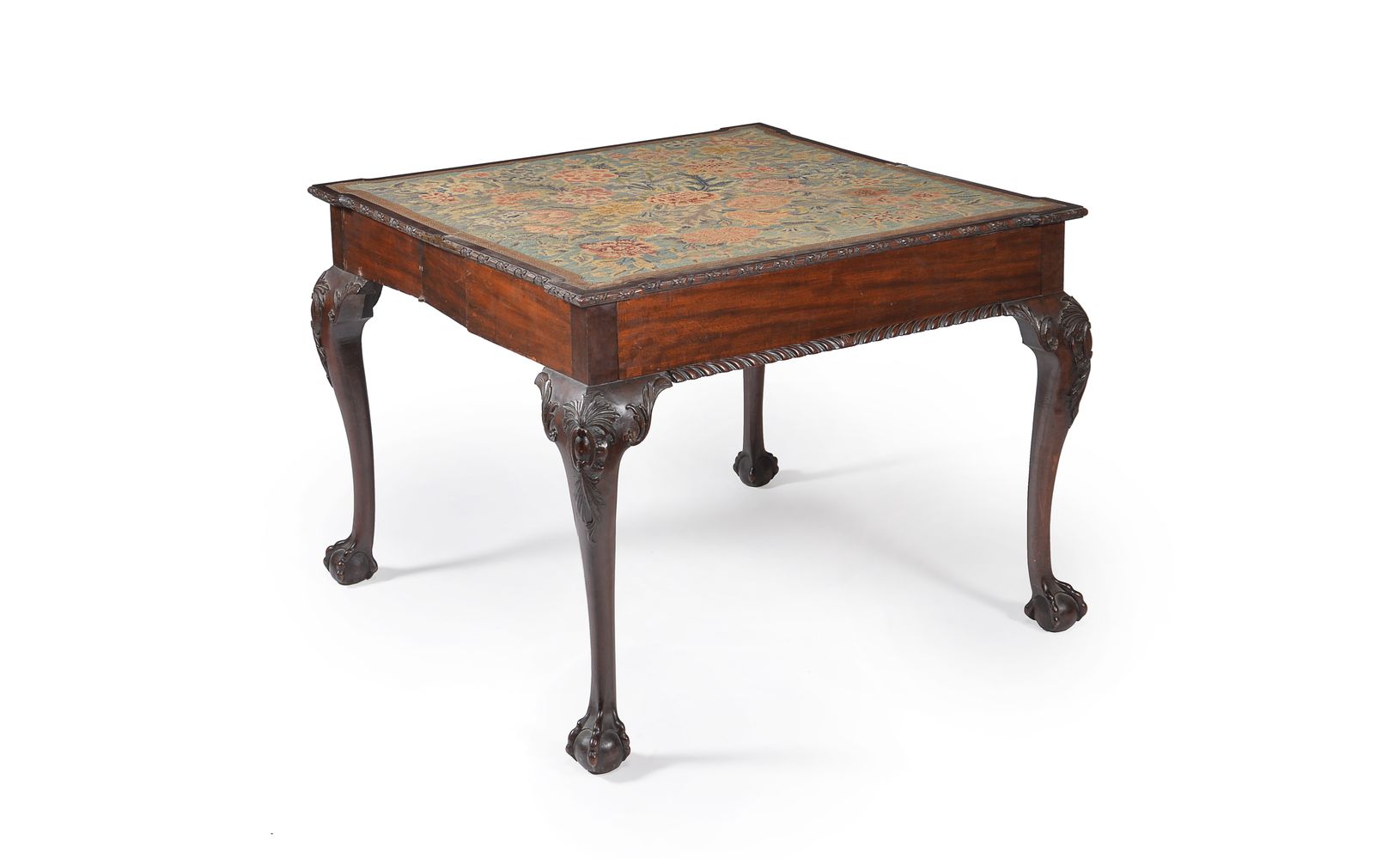 A mahogany and needlework inset folding card table - Image 3 of 5